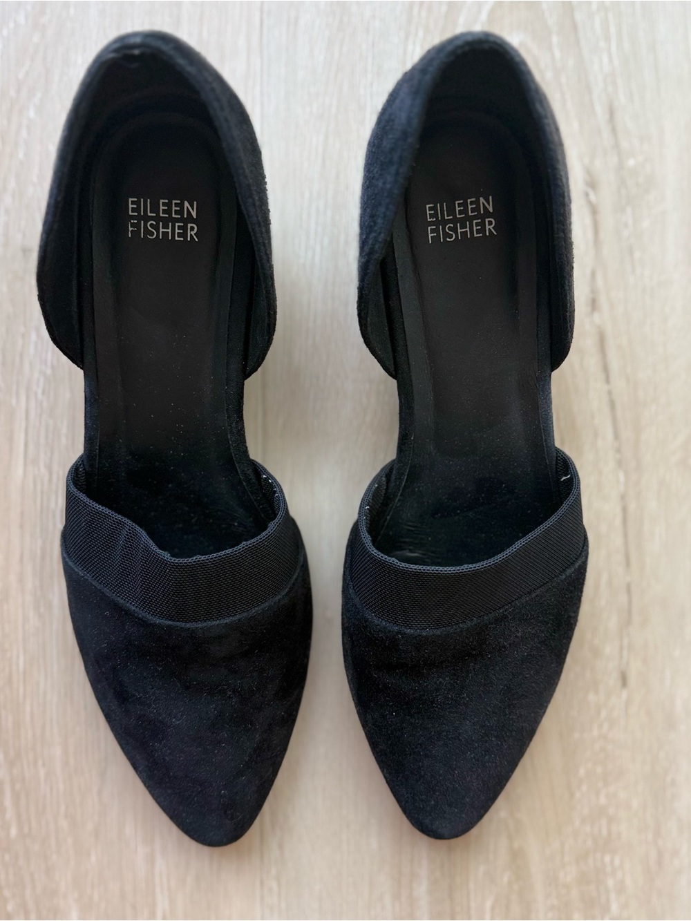 Eileen Fisher Women's Black Suede Pointed-Toe Flats